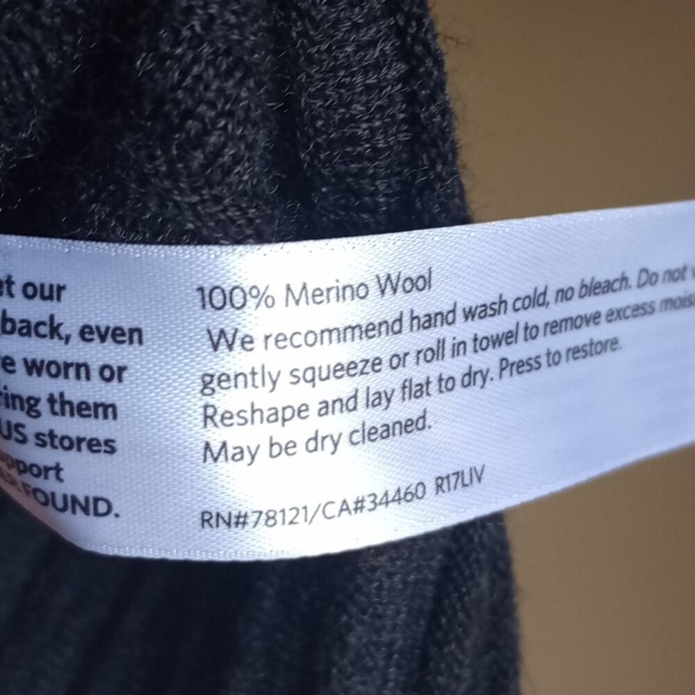 Eileen Fisher Charcoal Ribbed Sweater 3/4 sleeve crew neck Merino Wool size M - Picture 4 of 6